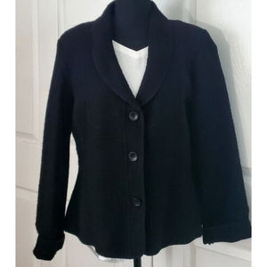 SARAH Women's Black 100% Wool 3 Botton Jacket Blazer Coat, Sz L EUC